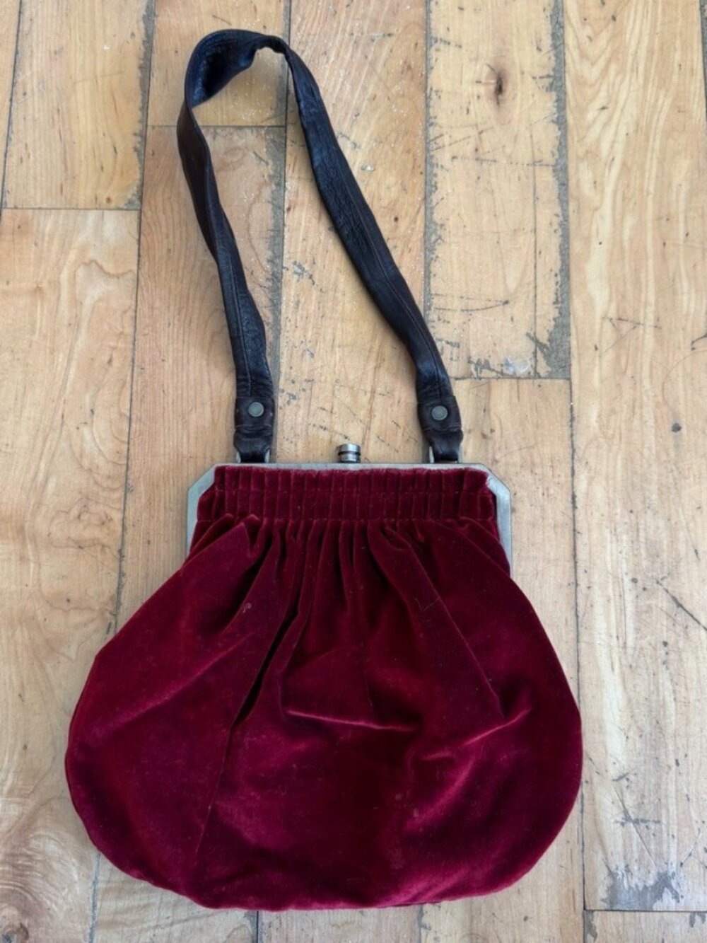 Vintage Lanvin 2005 Red Crushed Velvet Clutch Wristlet Purse